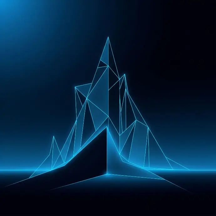 A digital network graphic symbolizing a successful digital transformation project.