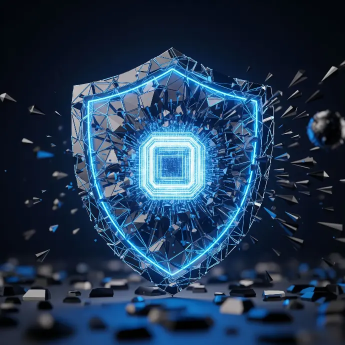 A digital shield icon, representing our robust cybersecurity and compliance consulting services.