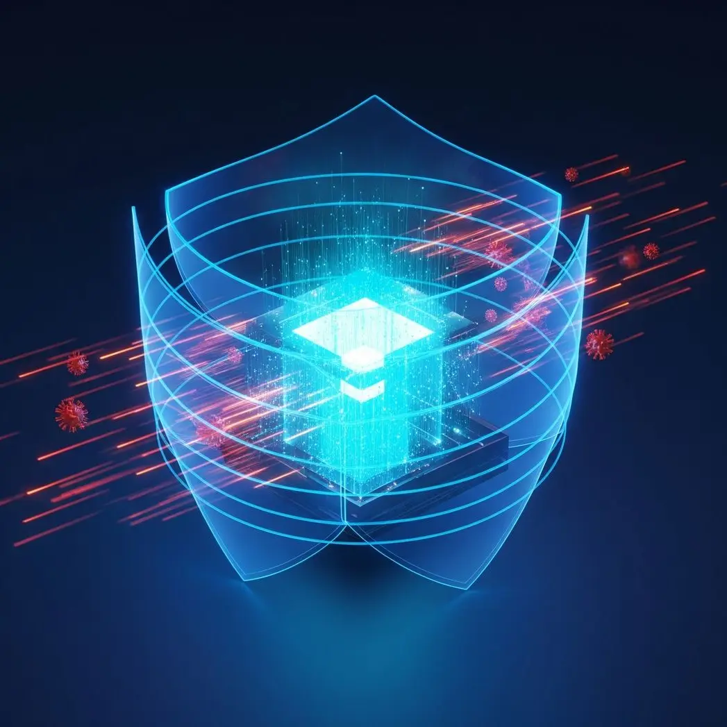 Cybersecurity shield icon with network connections